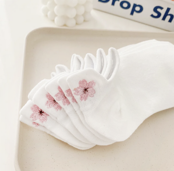 Chaussettes - Fleur rose